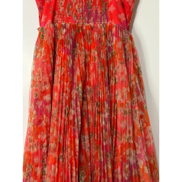 Hutch Women's Quinn Pleated Midi Cocktail Dress Mixed Pink Bouquet Size 2 NWT - Picture 13 of 15